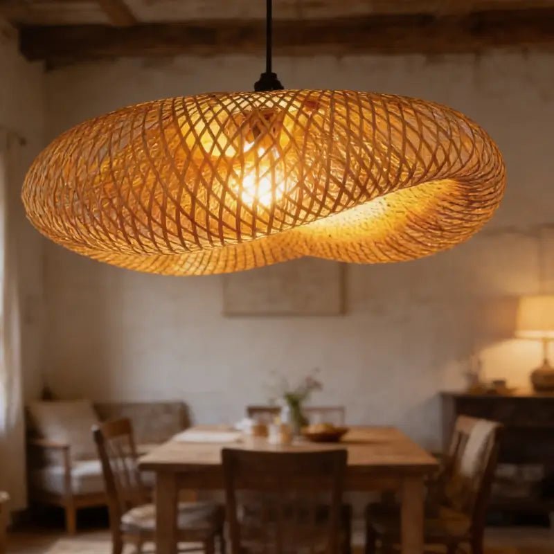 Luminária de Teto Pendente de Bambu 60cm Rattan