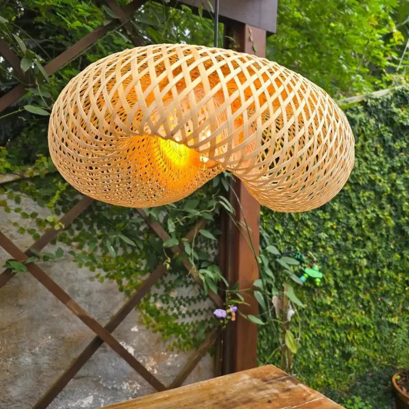 Luminária de Teto Pendente de Bambu 60cm Rattan