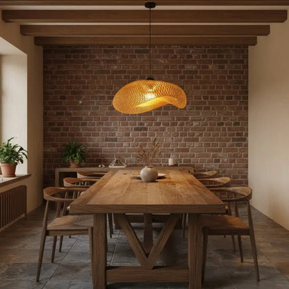 Luminária de Teto Pendente de Bambu 60cm Rattan
