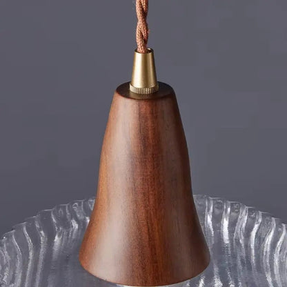 Luminária de Teto Pendente Madeira e Vidro Estilo Nórdico