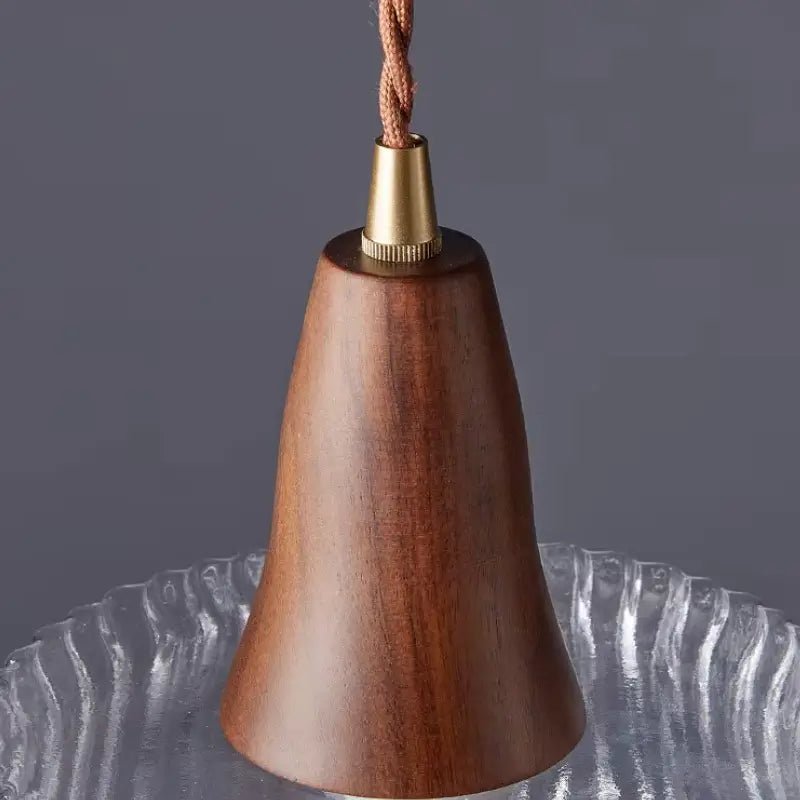Luminária de Teto Pendente Madeira e Vidro Estilo Nórdico