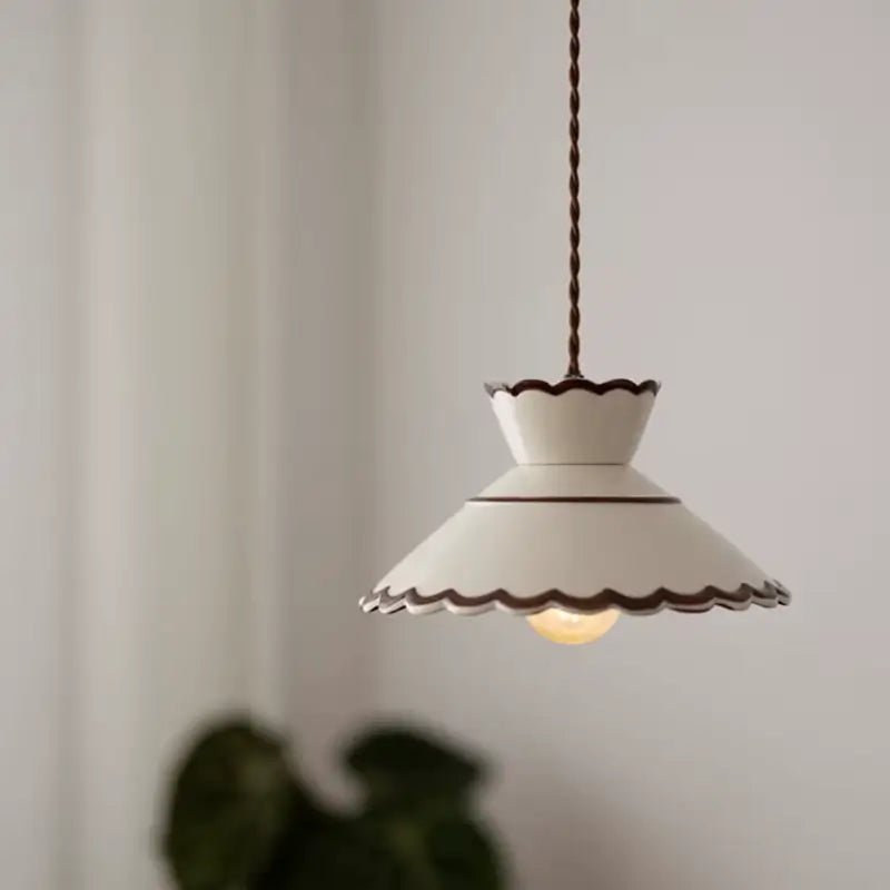 Luminária de Teto Pendente Vintage em Cerâmica e Pintada à Mão