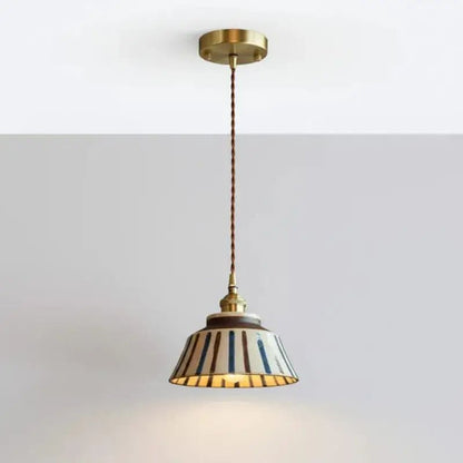 Luminária de Teto Pendente Vintage em Cerâmica e Pintada à Mão
