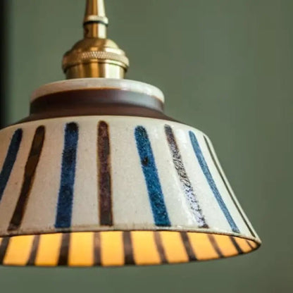 Luminária de Teto Pendente Vintage em Cerâmica e Pintada à Mão