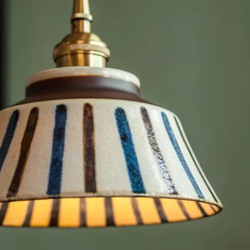 Luminária de Teto Pendente Vintage em Cerâmica e Pintada à Mão