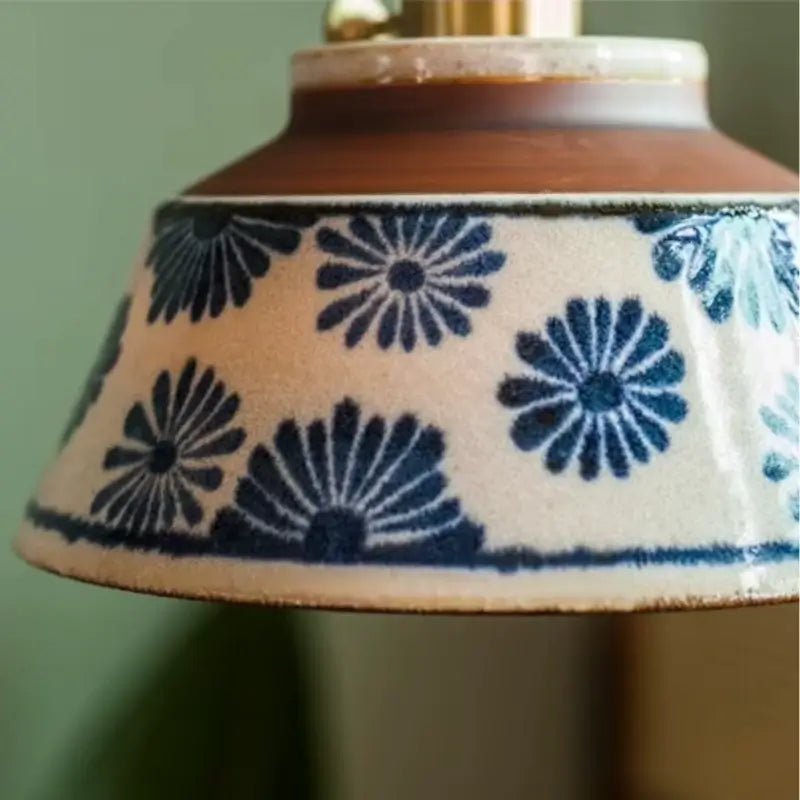Luminária de Teto Pendente Vintage em Cerâmica e Pintada à Mão
