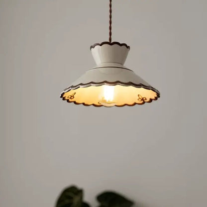 Luminária de Teto Pendente Vintage em Cerâmica e Pintada à Mão