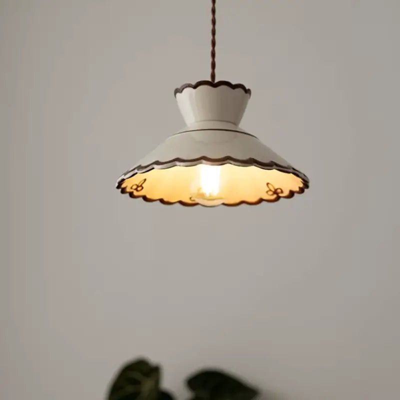 Luminária de Teto Pendente Vintage em Cerâmica e Pintada à Mão