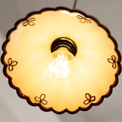Luminária de Teto Pendente Vintage em Cerâmica e Pintada à Mão