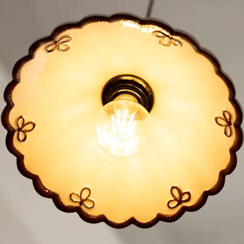 Luminária de Teto Pendente Vintage em Cerâmica e Pintada à Mão