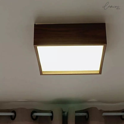 Luminária de Teto Plafon em Madeira