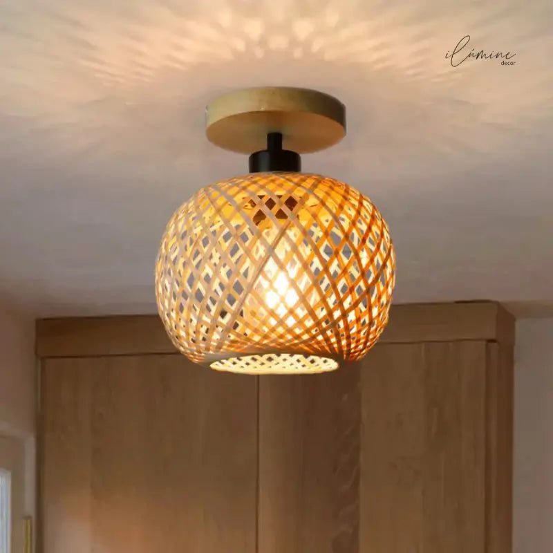 Luminária de Teto Rattan Fibras Naturais