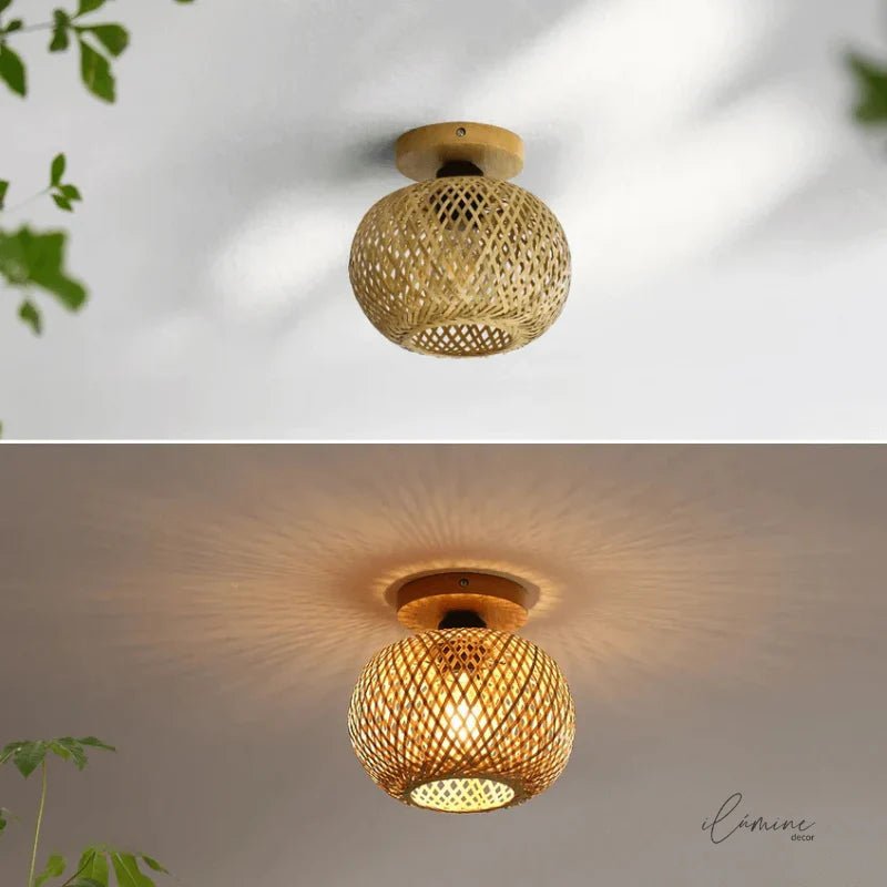 Luminária de Teto Rattan Fibras Naturais