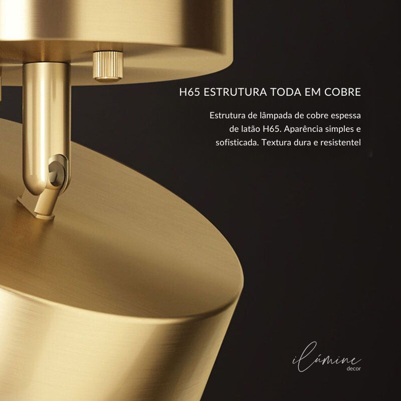 Luminária de teto Rotativa Moderna em Cobre