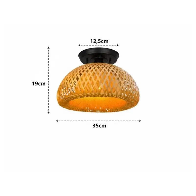 Luminária de Teto Sobrepor Rattan Natural Rústico