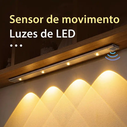 Luminária LED com Sensor de Movimento Recarregável USB 3 Cores luz