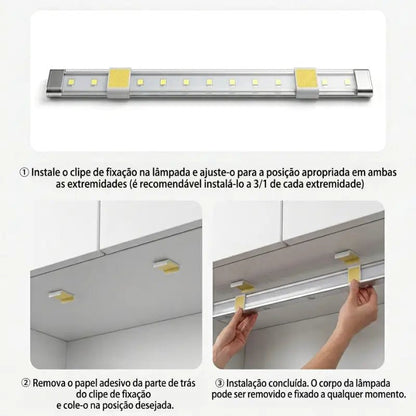 Luminária LED com Sensor de Movimento Recarregável USB 3 Cores luz