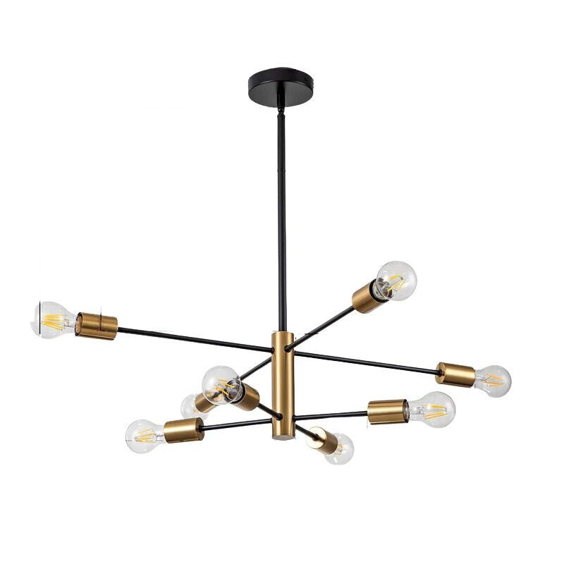 Lustre Para Sala de Jantar Moderno Preto com Dourado