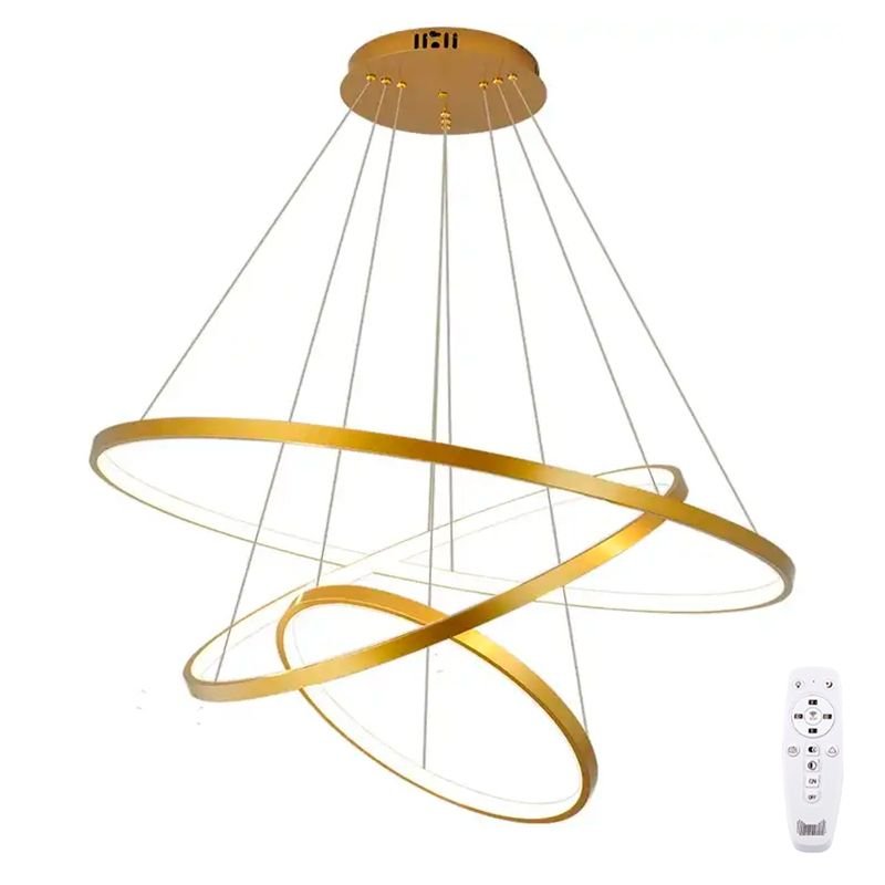 Lustre Pendente Dourado 3 Anéis