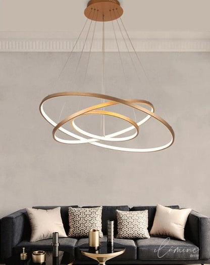 Lustre Pendente Dourado 3 Anéis