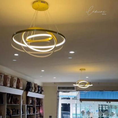 Lustre Pendente Dourado 3 Anéis