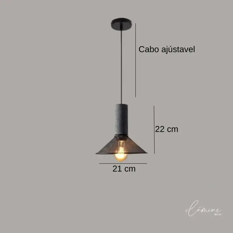 Pendente de Teto Cimento Queimado e Tela de Ferro