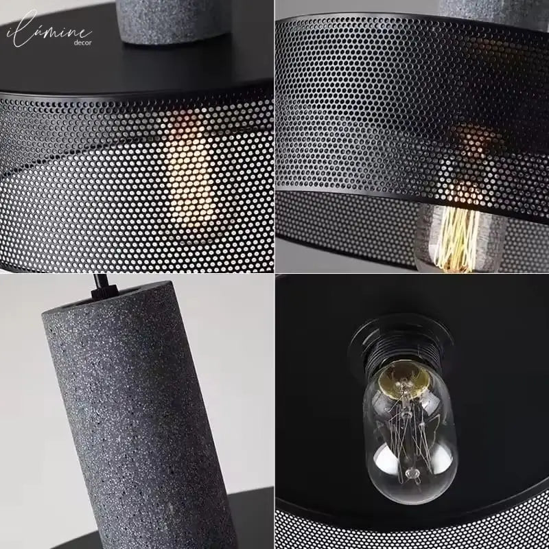 Pendente de Teto Cimento Queimado e Tela de Ferro